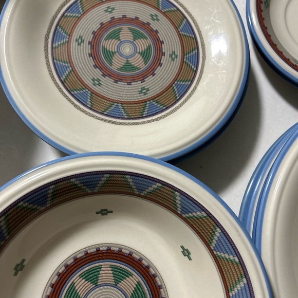 STUDIO NOVA LIMA Vintage Woven Print Hypnotic Plates, Coffee Cups -18 Pieces - Picture 15 of 16